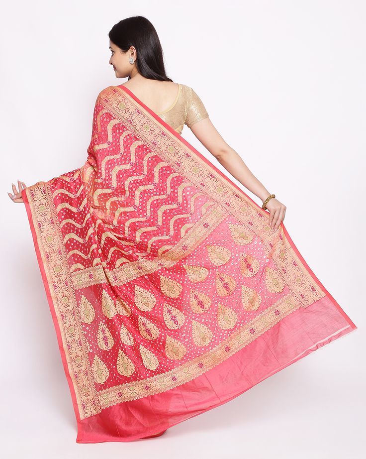 Radiant Red Banarasi Silk Saree with Golden Zari Work