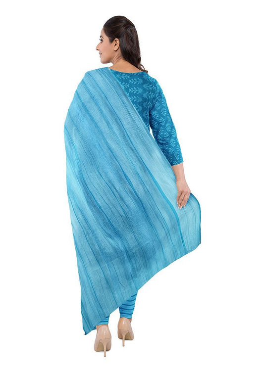 Elegant Sky Blue Cotton Kurta Set with Dupatta